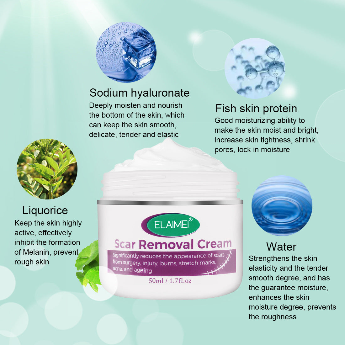 Crema viso Skin Rebound Scarless,  cicatrici, cicatrici da acne, smagliature